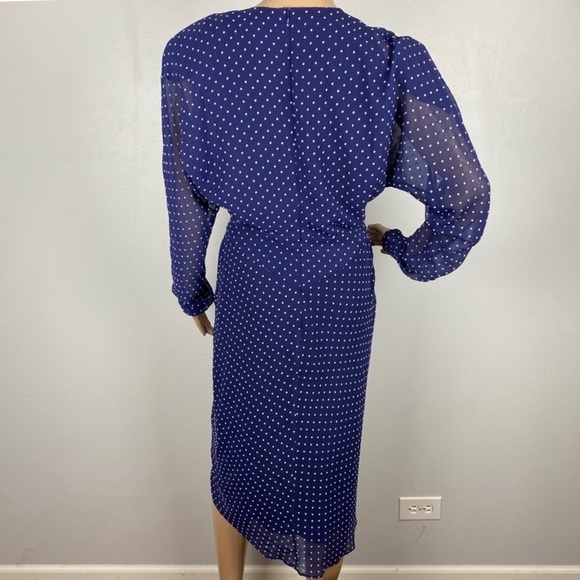 NEW PHILOSOPHY DI LORENZO SERAFINI LONG SLEEVE POLKA DOT MIDI DRESS - Picture 7 of 9